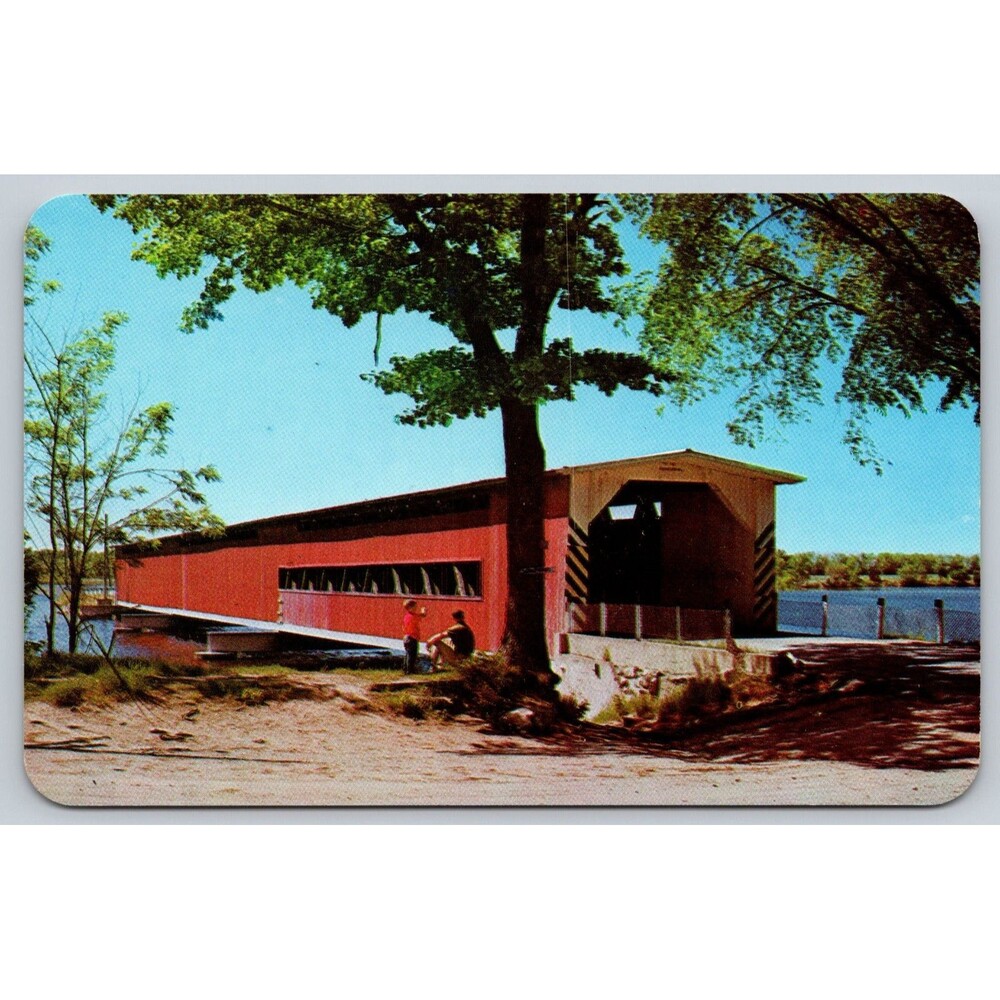 Postcard Michigan Centerville Covered Bridge St. Joseph River Picturesque c1960s